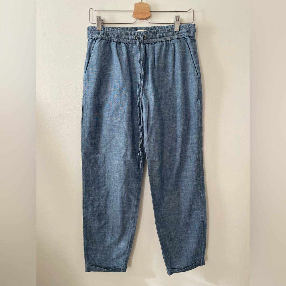 J.Crew Factory Chambray Drawstring Pant Echo Blue Size 6